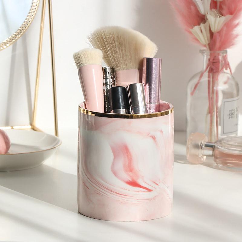 Marble Makeup Brush and Eyebrow Pencil Storage Holder