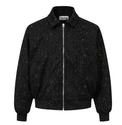 Starry Men’s Jacket – Celestial Print Fashion Jacket, Black Purple, M–XL