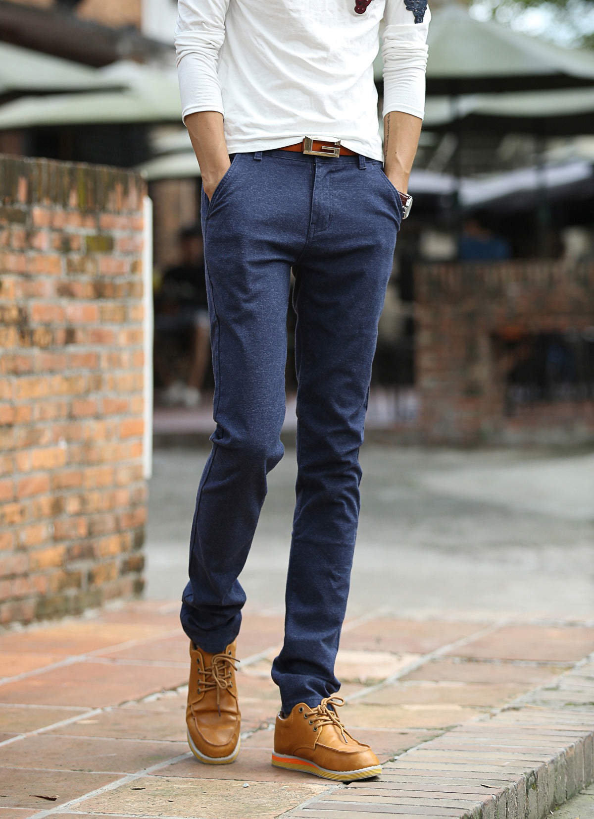 Men’s Thickened Fleece Slim Fit Trousers – Warm Winter Casual Pants