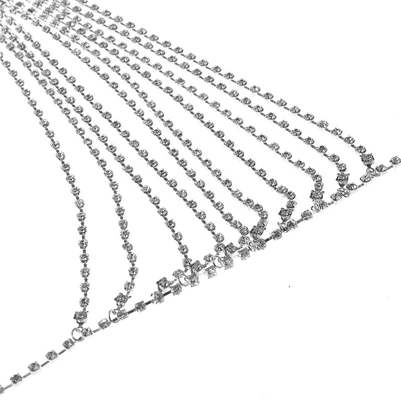 Women’s Rhinestone Heart Body Chain – Adjustable Gold & Silver Chest Jewelry, 21–50cm