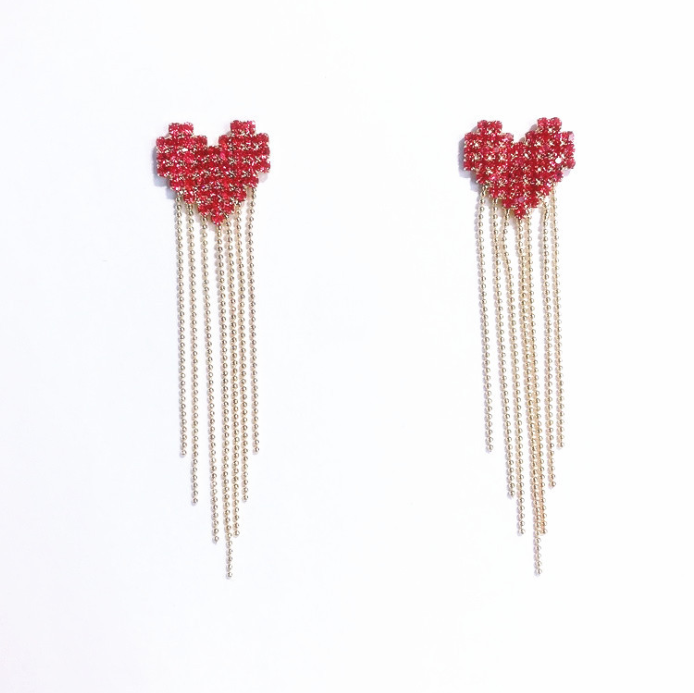 Tassel Heart Long Earrings – Romantic Statement Jewelry – USA