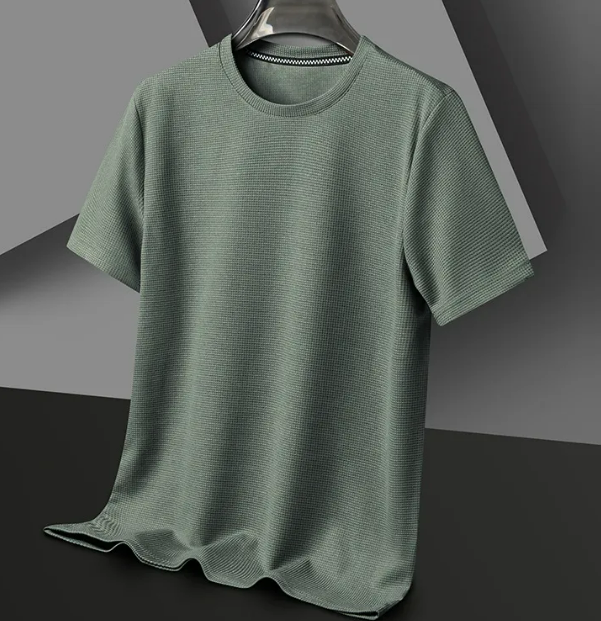 Men’s Solid Color Polyester Round Neck T-Shirt – Lightweight Summer Casual Tee, M–3XL