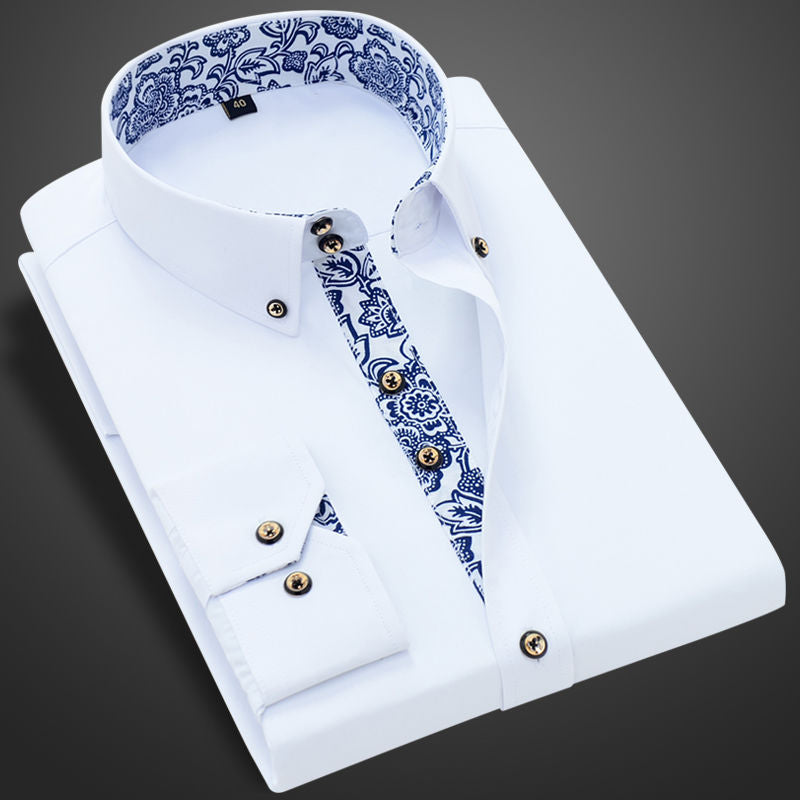 Men’s Korean Slim Fit Cotton Business Shirt – Smart Casual Long Sleeve Shirt, M–4XL
