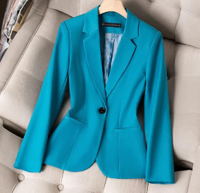 Women’s WOLFF Slim-Fit Blazer – Padded Shoulder Suit Collar Long-Sleeve Jacket, S–4XL