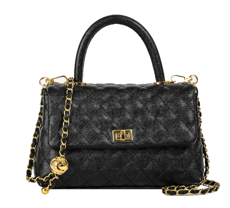 Diamond Check PU Handbag – Chic Wooden Ring Handle Women’s Shoulder Bag
