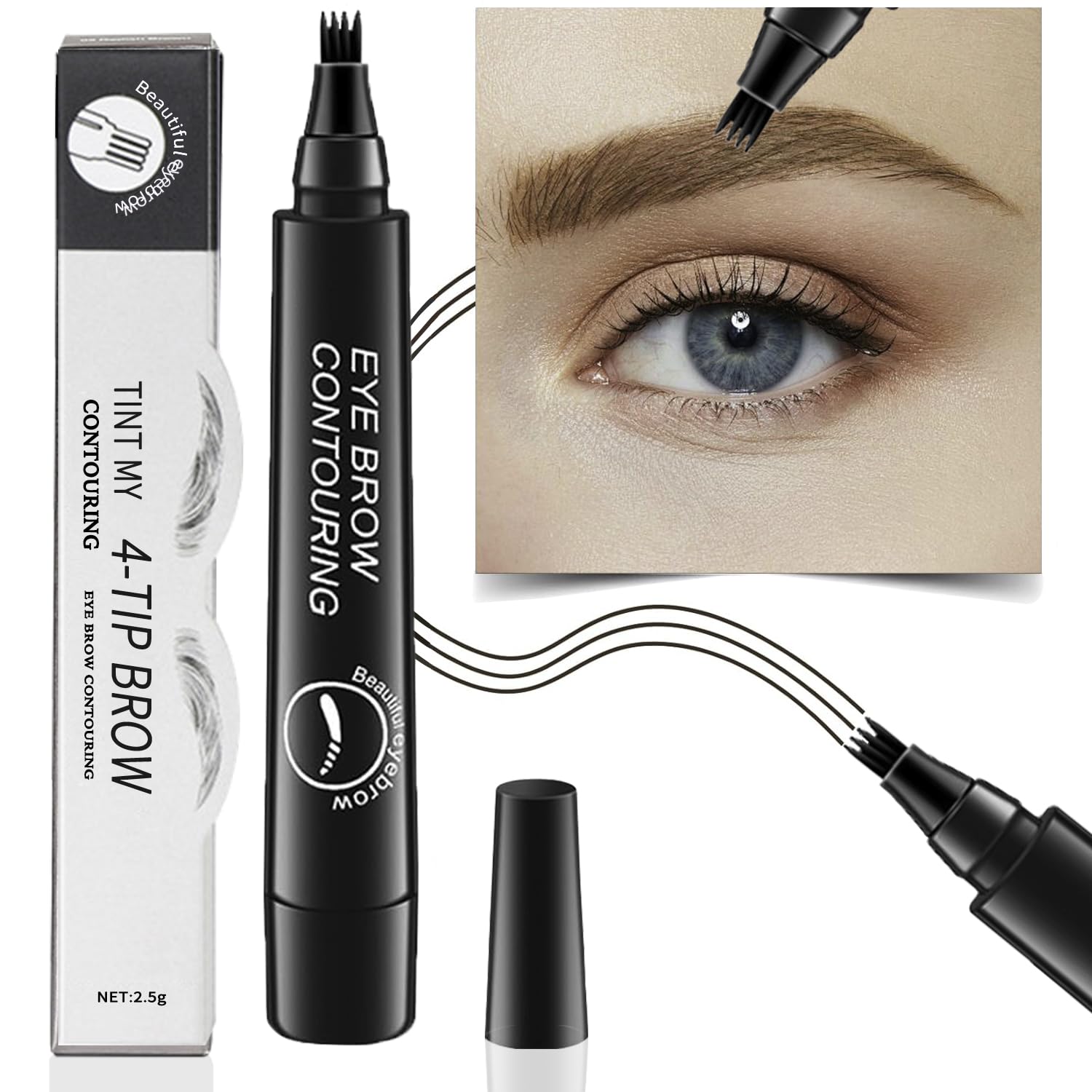 4-Tip Microblading Eyebrow Pencil – Waterproof 3D Natural Brow Pen