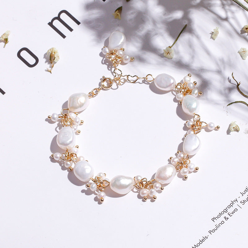 Women’s Baroque Freshwater Pearl Bracelet – Elegant Flower-Shaped Pearl Jewelry