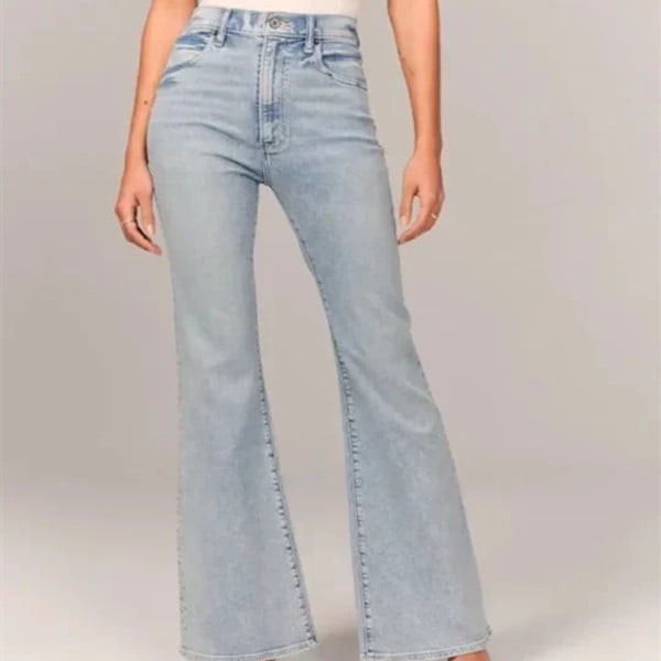 Women’s Casual Solid Color Jeans – Cotton Medium-Stretch Dark Blue & Light Gray Denim, S–4XL