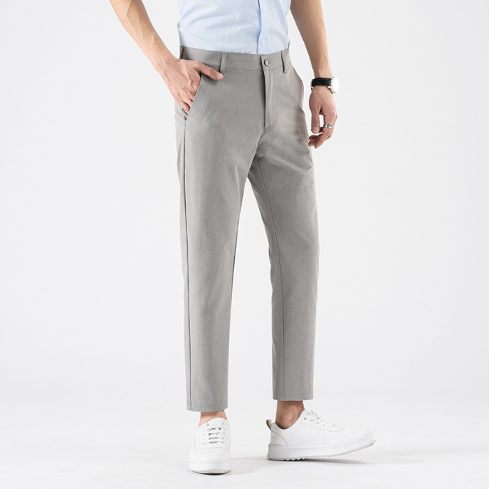 Men’s Slim Fit Cropped Suit Pants – Business Casual Ankle Trousers
