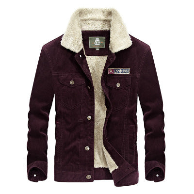 Men’s Corduroy Jacket with Fleece Lining – Oversized Warm Winter Jacket