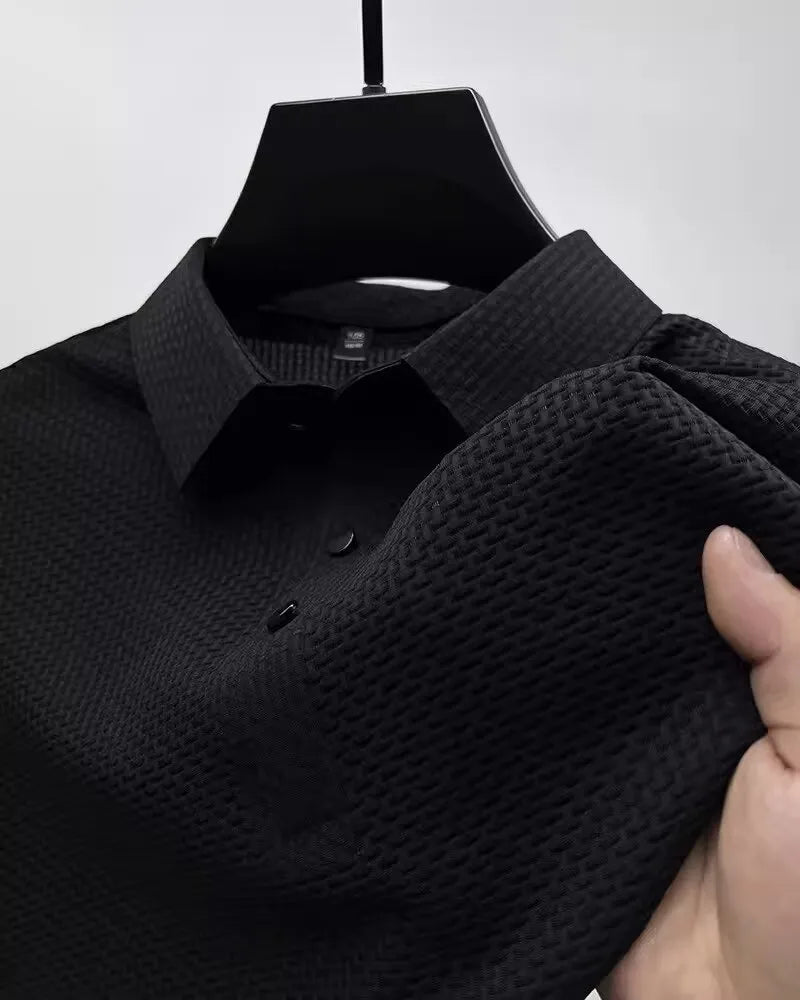 Men’s Business Casual Lapel Polo Shirt – Breathable Short Sleeve Polo, M–3XL