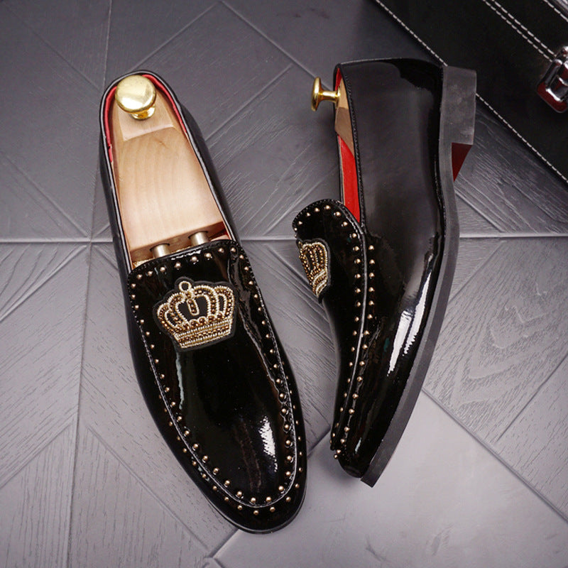 Men’s Retro Pointed-Toe Leather Loafers – Classic Slip-On Dress Shoes