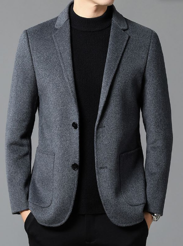 Men’s Premium Wool Blend Blazer – Single-Breasted Business & Casual Jacket