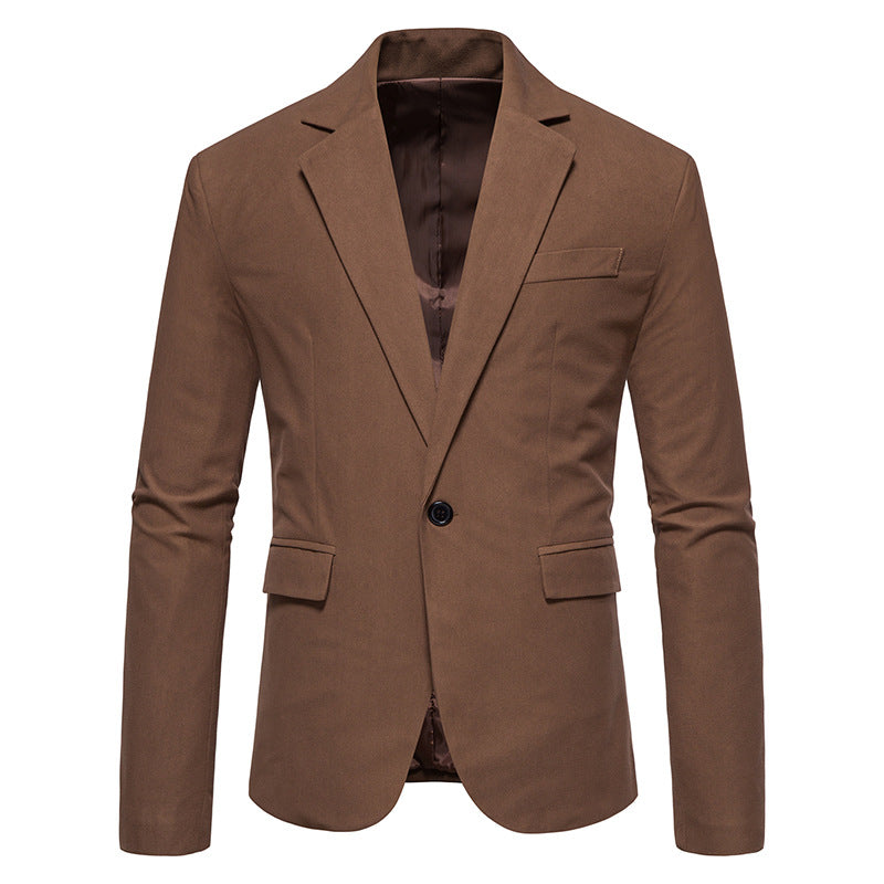 Men’s Suede V-Neck Blazer – Elegant Single-Button Wedding & Event Jacket, S–XXL