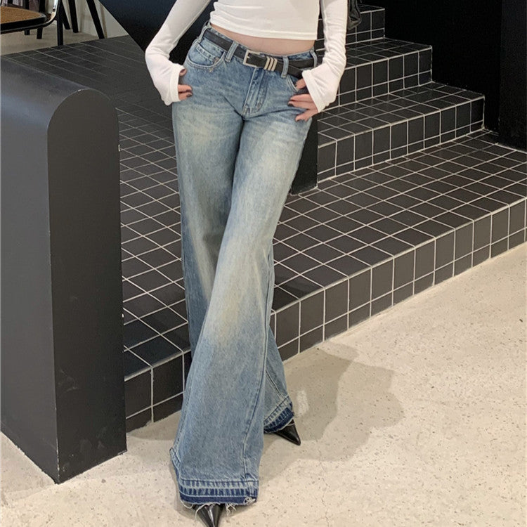 Women’s American Retro Loose Jeans – Blue Relaxed-Fit Fashion Denim, S–XL