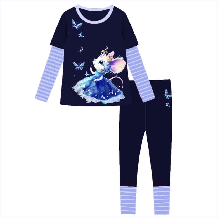 Starry Mouse 2-Piece Outfit – Girls Long Sleeve School & Winter Clothing Set