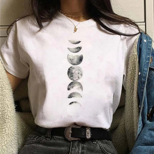 Aesthetic Universe Planets Graphic T-Shirt for Women
