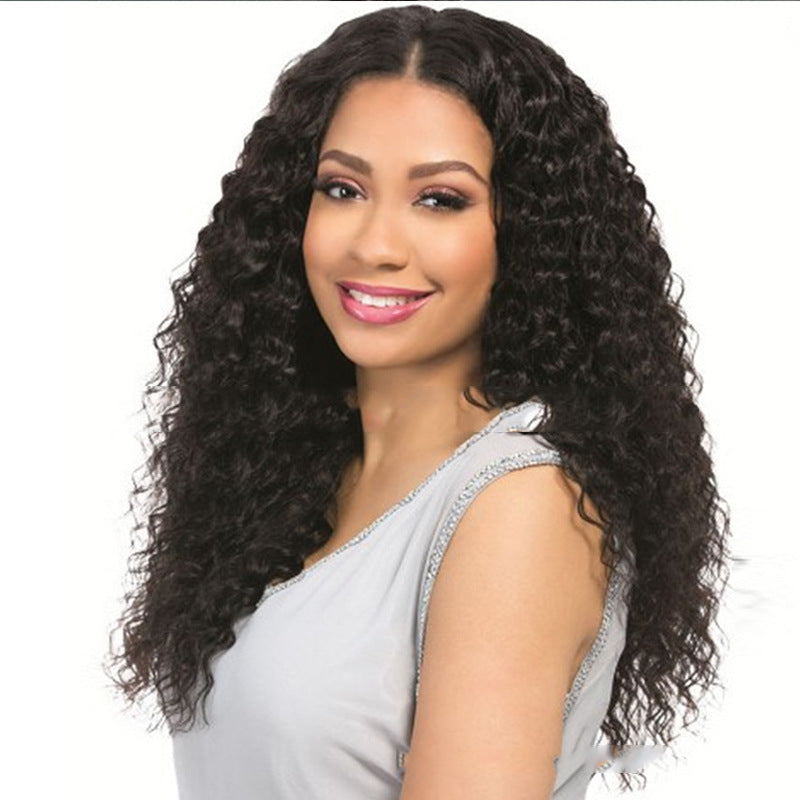 65cm Small Curly Long Wig for Women – Black Voluminous Curly Wig with Adjustable Fit