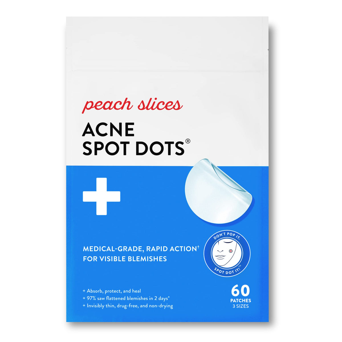 Peach Slices Acne Spot Dots – Hydrocolloid Pimple Patches, 60 Count
