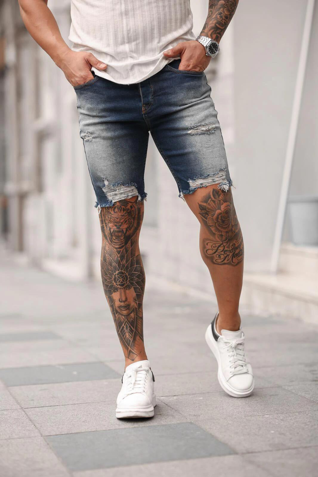 Men’s Ripped Denim Shorts – New Style Fashion Pants – USA