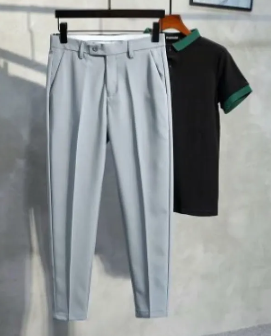 Men’s Plus Size Slim Fit Ankle Pants – Business Casual Suit Trousers