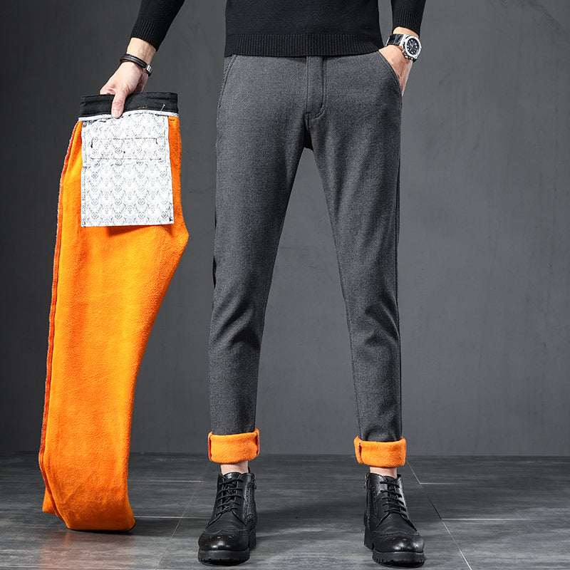 Men’s Thick Velvet Anti-Wrinkle Business Pants – Warm Dress Trousers – USA