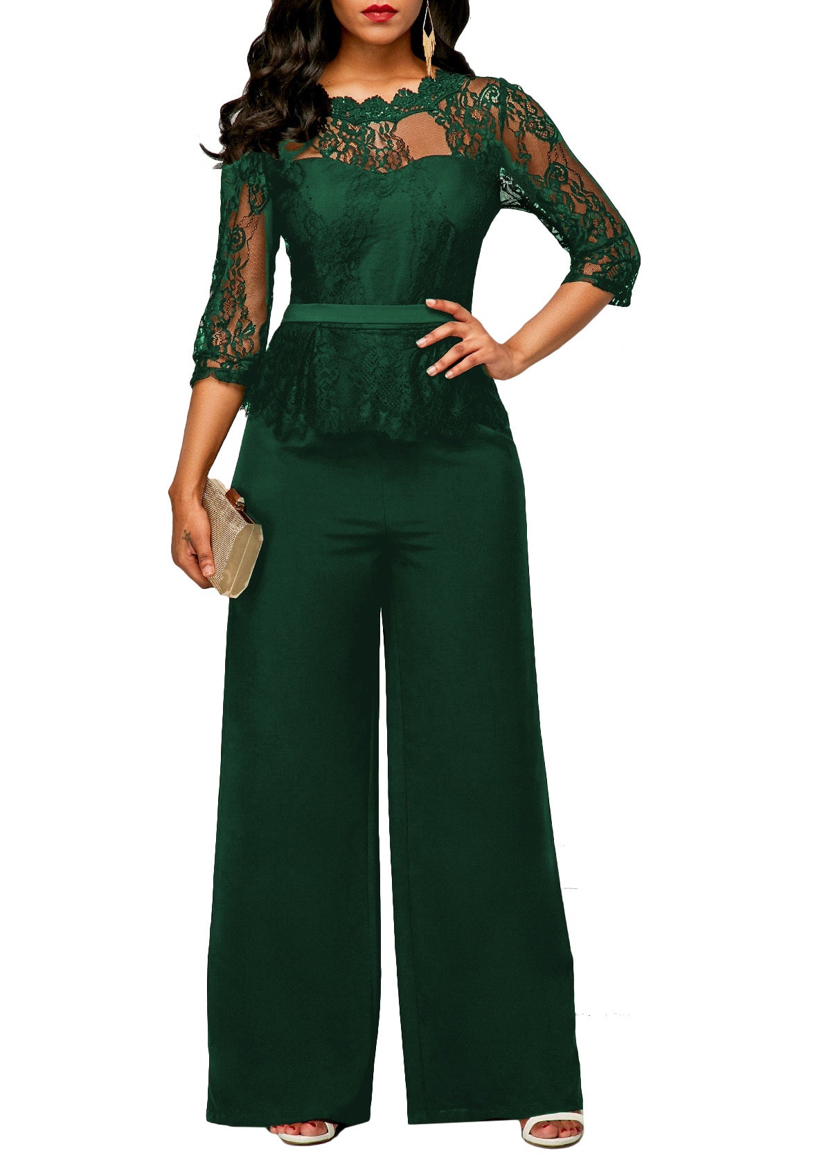 Summer Lace Jumpsuit for Women – High Waist Wide Leg Romper