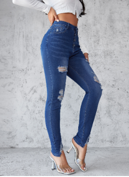 Women’s High-Rise Cropped Jeans – Cotton Slim-Fit Blue Denim Pants, S–2XL