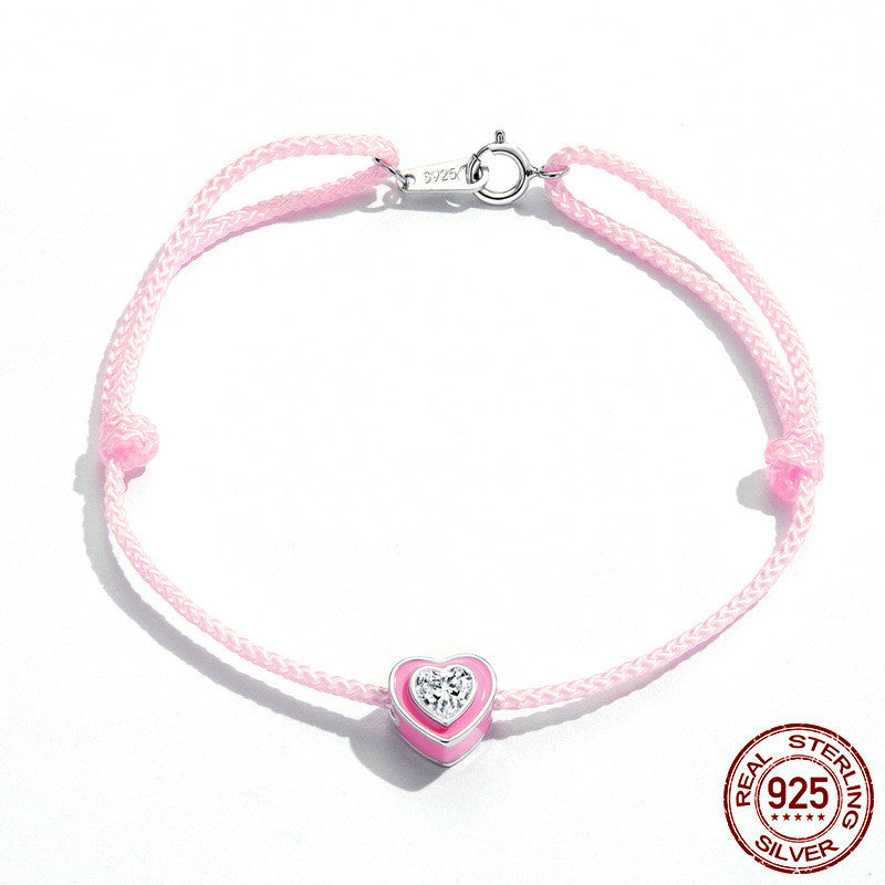 Women’s S925 Sterling Silver Love Heart Anklet – Adjustable Gemstone Dream Girl Ankle Jewelry