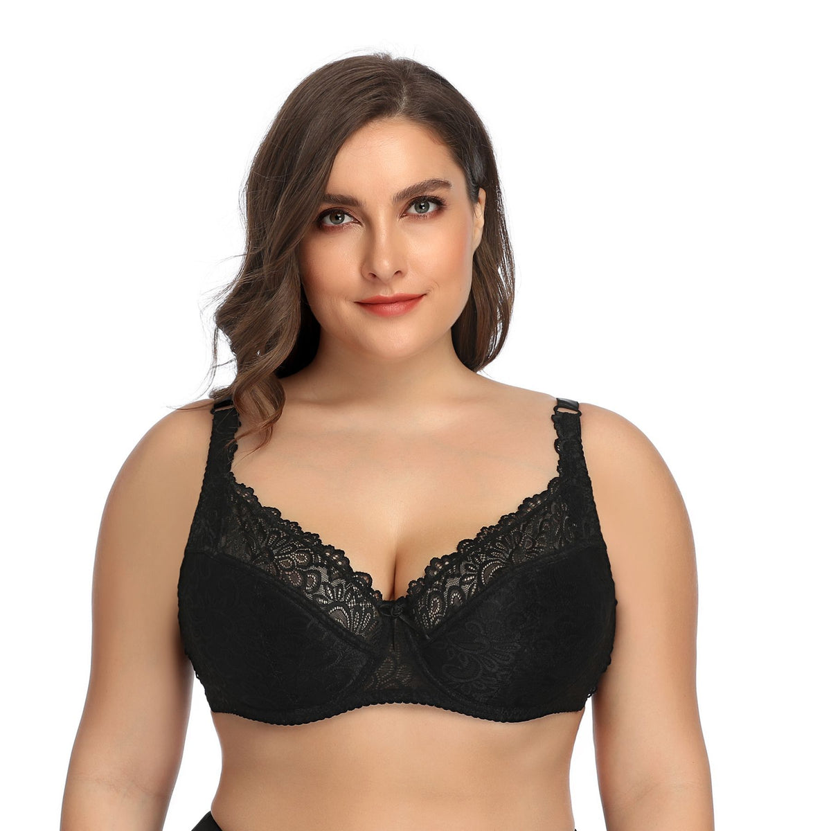 New Plus Size Lace Underwire Bra for Women – Supportive Full Coverage Lingerie