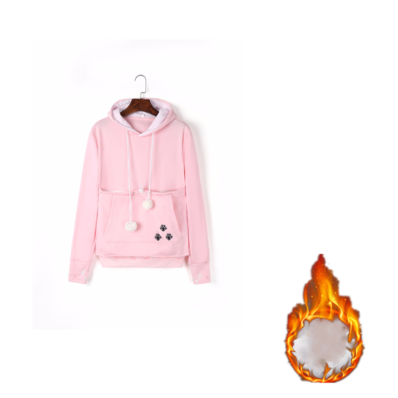 Women’s Cute Winter Pet Pocket Hoodie – Cozy Long Sleeve Kangaroo Carrier Sweatshirt, S–3XL