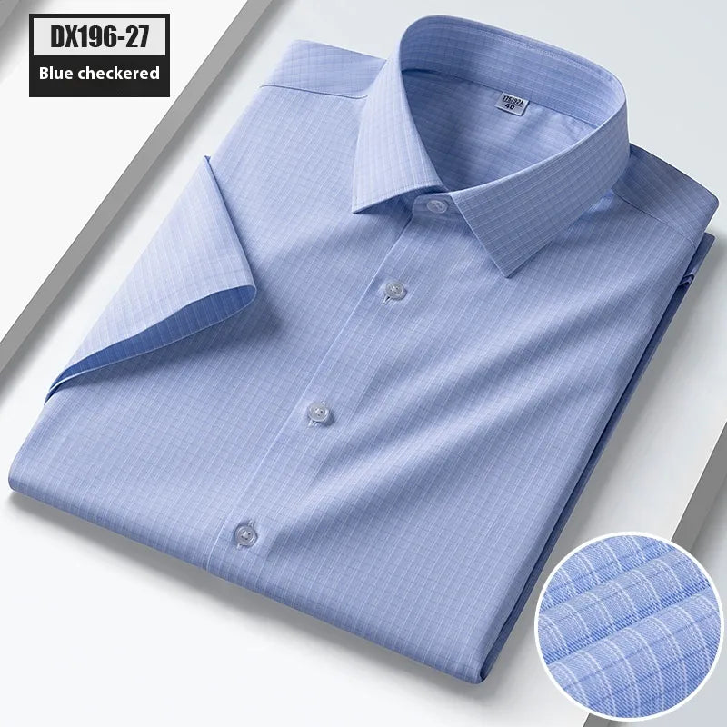 Men’s Silk Striped Short Sleeve Shirt – Lightweight Summer Casual Shirt