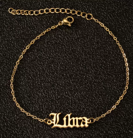 Stainless Steel Zodiac Anklet with Rhinestones