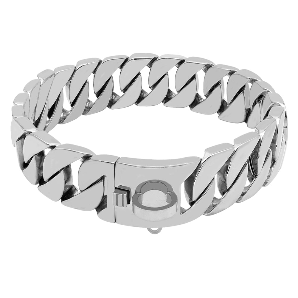 Premium Stainless Steel Dog Chain Collar – Gold & Silver Heavy-Duty Pet Necklace