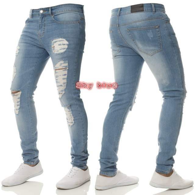 Men’s Plus Size Blue & Grey Jeans – Spring Casual Denim Trousers