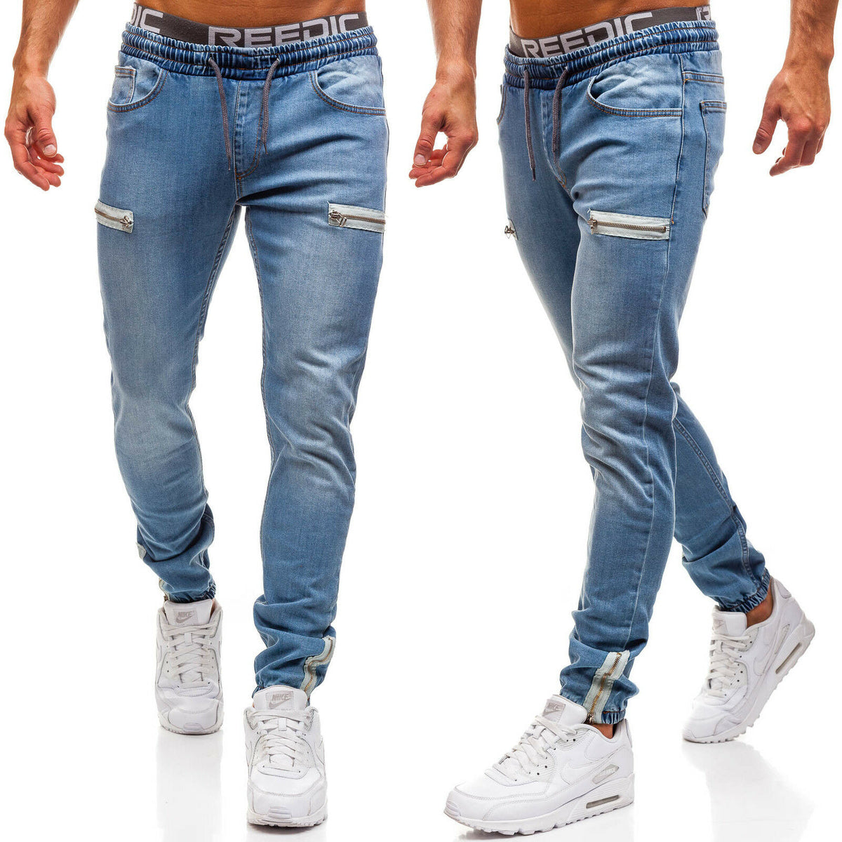 Men’s Zipper Design Jeans – Casual Fashion Denim Pants
