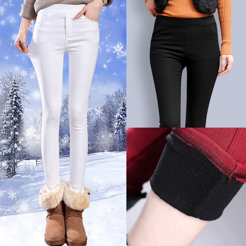 Women’s Plus Size Thick Fleece-Lined Winter Leggings – Warm Cotton Slim-Fit Pants, 5 Colors, S–4XL