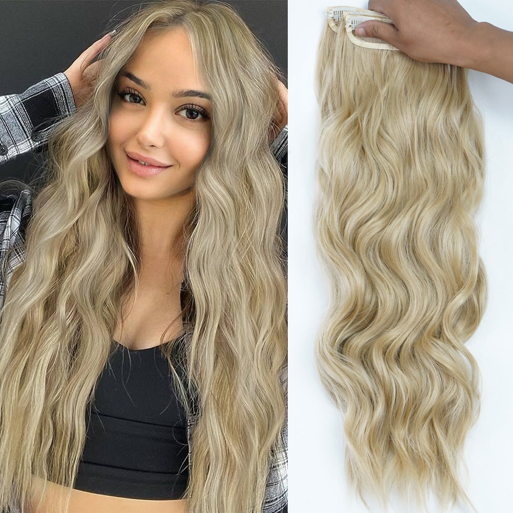 4-Piece 22-Inch Wavy Clip-In Hair Extensions for Women – Synthetic Water Wave Set