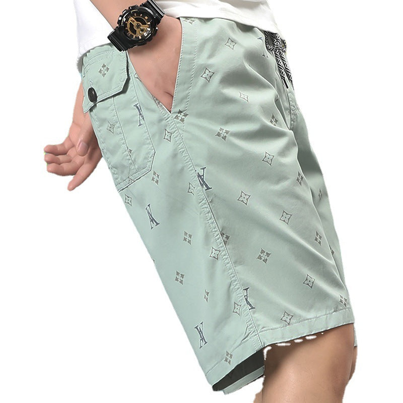 Men’s Summer Casual Loose Cotton Flower Beach Shorts