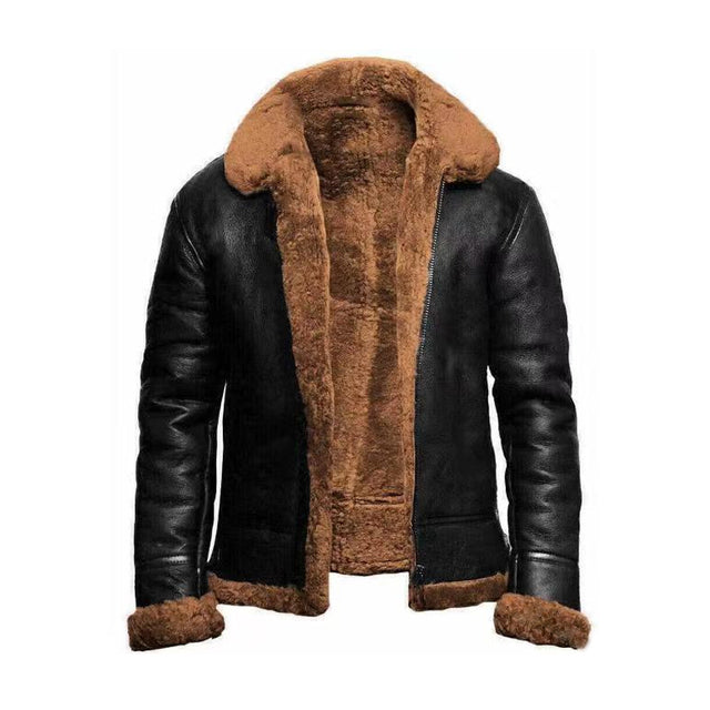 Men’s Plush Jacket with Integrated Fur – Warm & Versatile