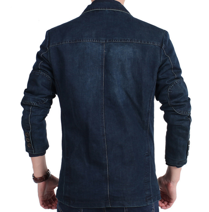 Men’s Cotton Denim Blazer Jacket – Loose Fit Casual Denim Suit Jacket, M–4XL