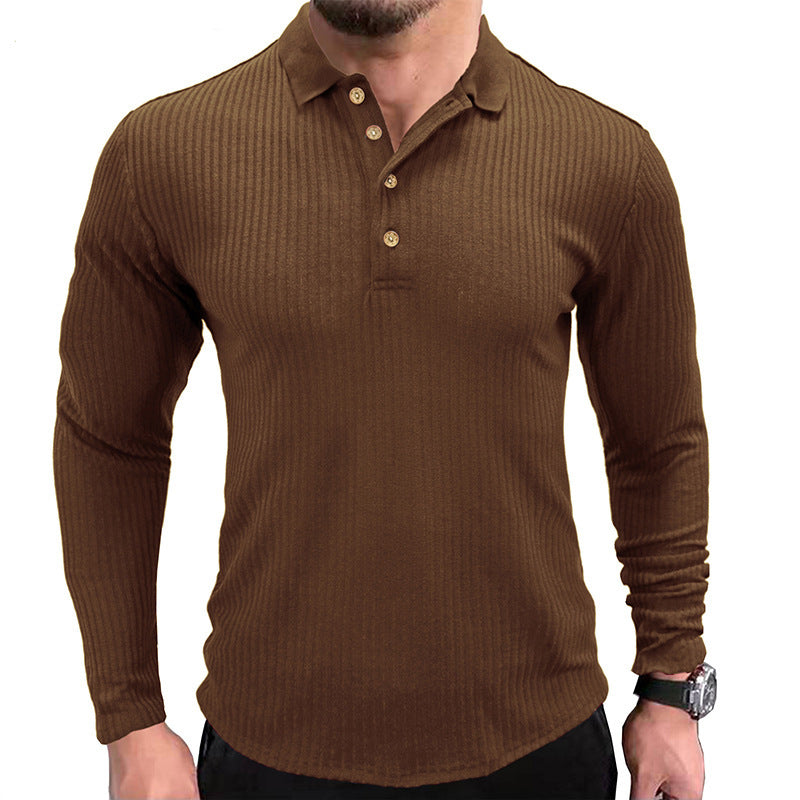 Men’s Cotton Blend Long Sleeve Polo Shirt – Classic Lapel Smart Casual Top, S–2XL