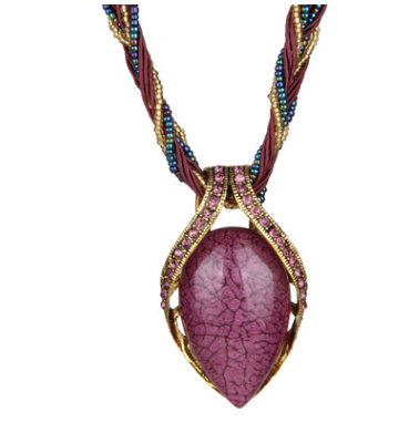 Vintage Bohemian Cat’s Eye Crystal Necklace – Korean-Inspired Statement Jewelry