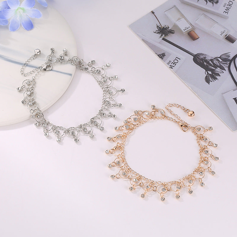 Rhinestone Tassel Anklet and Foot Chain
