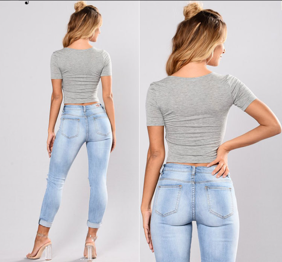 Women’s Colorful High-Waisted Ripped Denim Pants – Embroidered Skinny Pencil Jeans, S–3XL