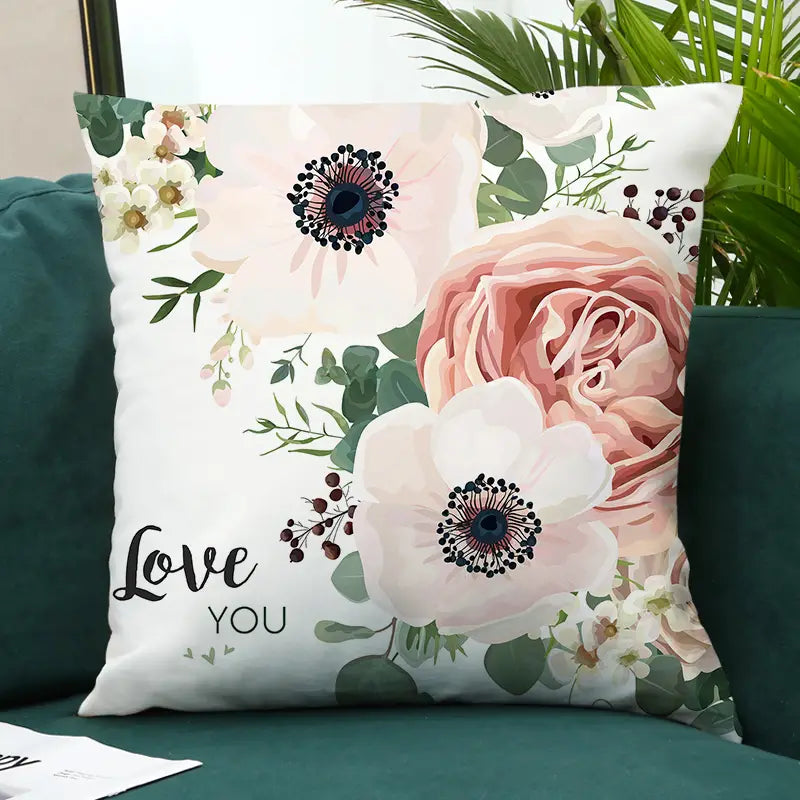 Beautiful Flower Pillow Cover – 18x18in Floral Decorative Cushion