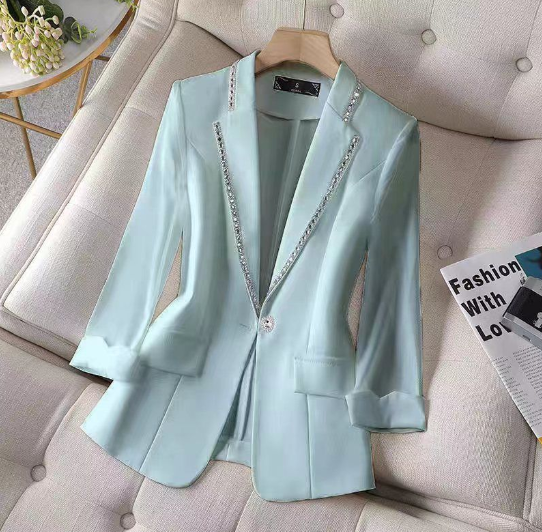 Women’s Classic Sparkle Blazer – One-Button Polyester Urban Jacket, S–5XL