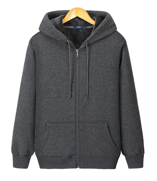 Men’s Fleece Warm Zipper Sweater – 95% Cotton Plus Velvet Loose-Fit Winter Pullover, 8 Colors, M–6XL