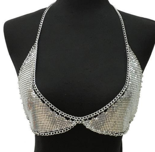 Women’s Exaggerated Geometric Body Chain – Lightweight Ball Chain Statement Jewelry, Gold & Silver