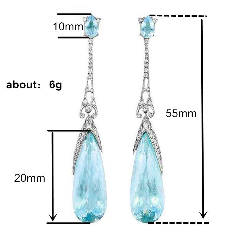 Minimalist Blue Crystal Water Drop Earrings for Women – Elegant Dangle Jewelry